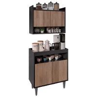 Armário Aéreo Ceci E Balcão Aparador Buffet Lice Z34 Preto-freijó - Mpozenato - 1