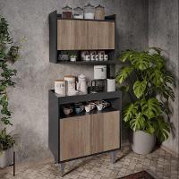 Armário Aéreo Ceci E Balcão Aparador Buffet Lice Z34 Preto-freijó - Mpozenato