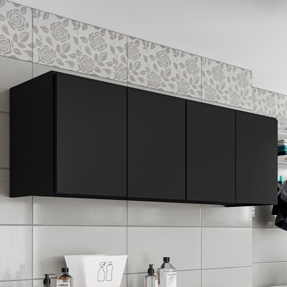 Armário Aéreo Multiuso Lavanderia 118cm Monna Preto Z34 - Mpozenato - 2