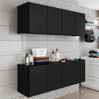 Armário Aéreo E Balcão Para Lavanderia 118cm Monna Preto Z34 - Mpozenato - 2
