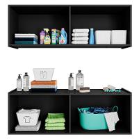 Armário Aéreo E Balcão Para Lavanderia 118cm Monna Preto Z34 - Mpozenato - 5