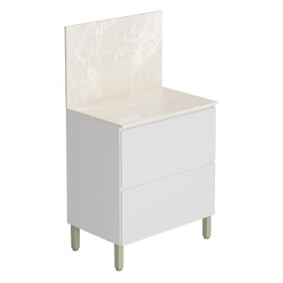 Balcão Com Tampo Cozinha Art Com 1 Porta E 1 Gaveta Branco Ártico Travertino