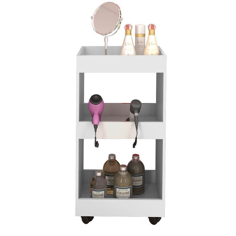 Armário Multiuso Para Salão Barbearia Com Rodízios L03 Seul - Mpozenato Branco - 1