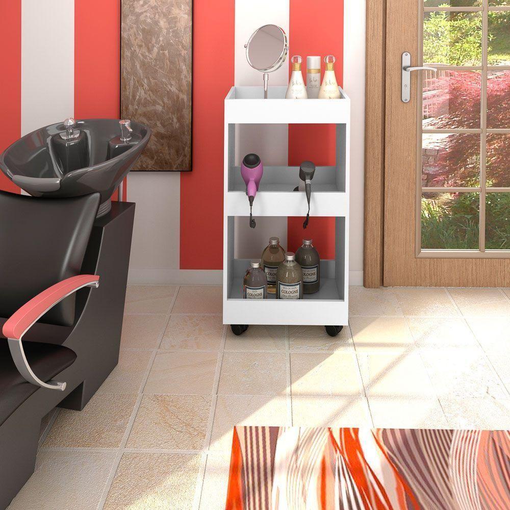 Armário Multiuso Para Salão Barbearia Com Rodízios L03 Seul - Mpozenato Branco - 3