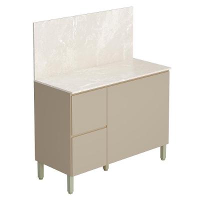 Balcão Com Tampo Cozinha Art 120 Cm Com 3 Portas E 2 Gavetas Vanilla Travertino