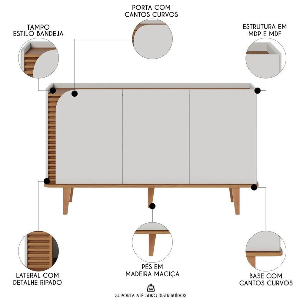 Balcão Buffet E Cristaleira Com Adega Madrid C05 Off White Matte-freijó - Mpozenato - 5