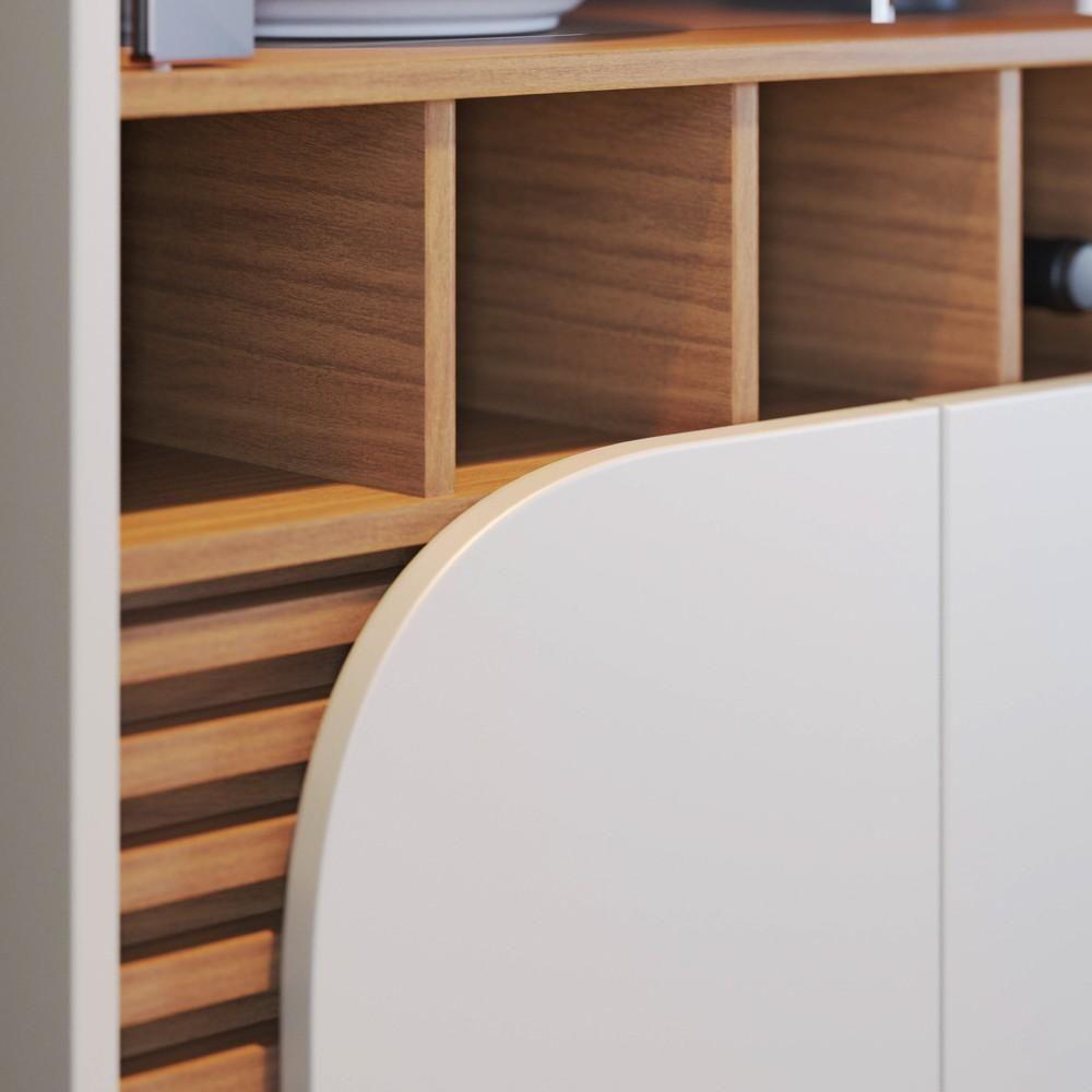 Balcão Buffet E Cristaleira Com Adega Madrid C05 Off White Matte-freijó - Mpozenato - 9