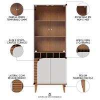 Balcão Buffet E Cristaleira Com Adega Madrid C05 Off White Matte-freijó - Mpozenato