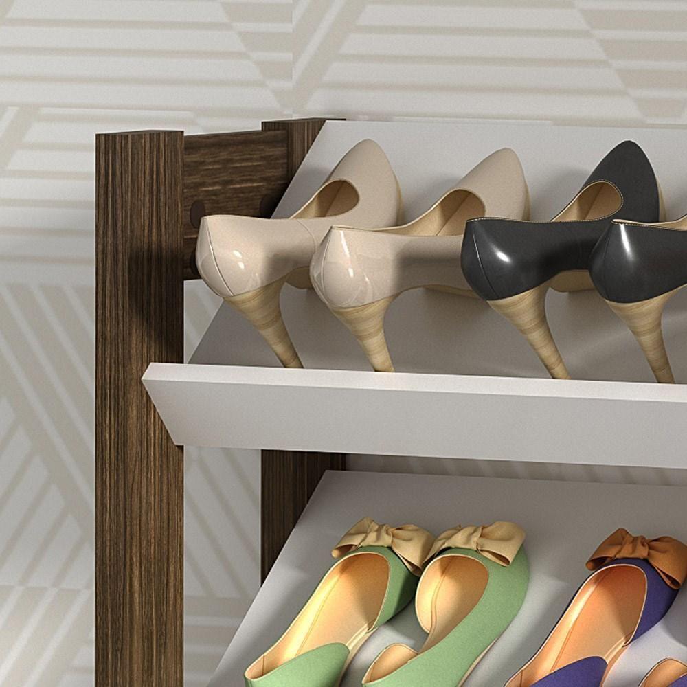 Armário Multiuso Sapateira Az1025 Branco-nogal - Tecno Mobili - 3