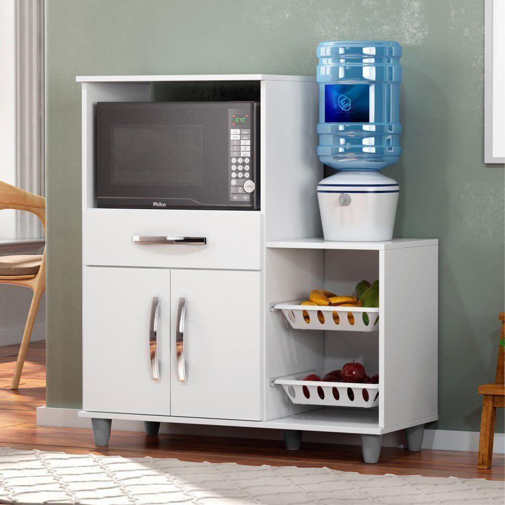 Armário Multiuso Irlanda Com Fruteira 2 Portas - Lumil Móveis Branco - 4