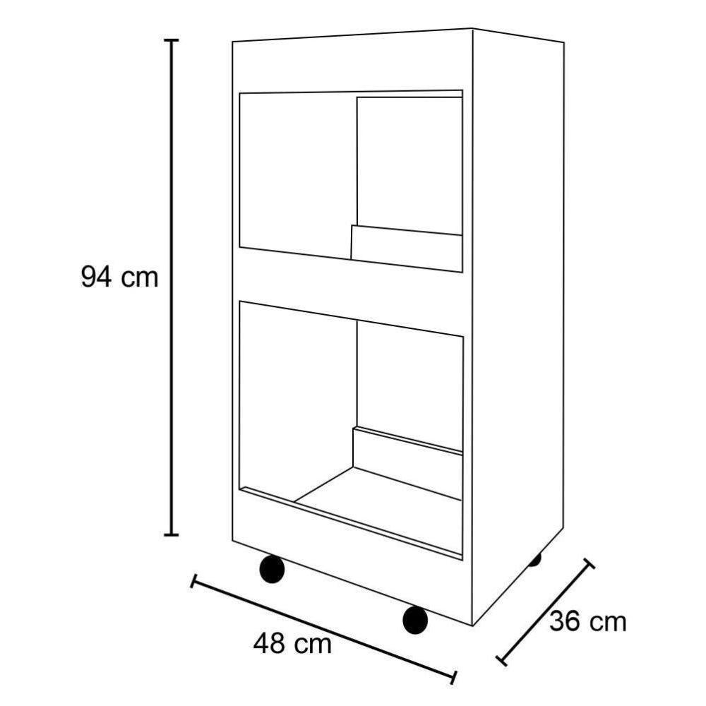 Armário Multiuso Para Cozinha Com Rodízios L03 Seul - Mpozenato Preto - 4