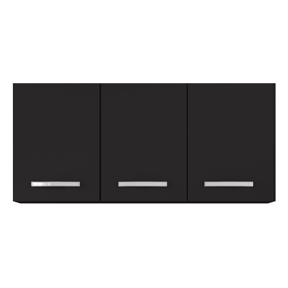 Armários De Cozinha Aéreo 3 Portas 120cm Kit 2 Honduras Preto - Lumil - 6
