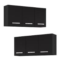 Armários De Cozinha Aéreo 3 Portas 120cm Kit 2 Honduras Preto - Lumil - 1