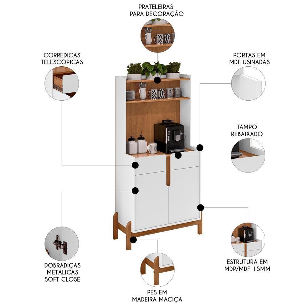 Armário Multiuso Cantinho Do Café Nay C14 Branco-cedro - Mpozenato - 3