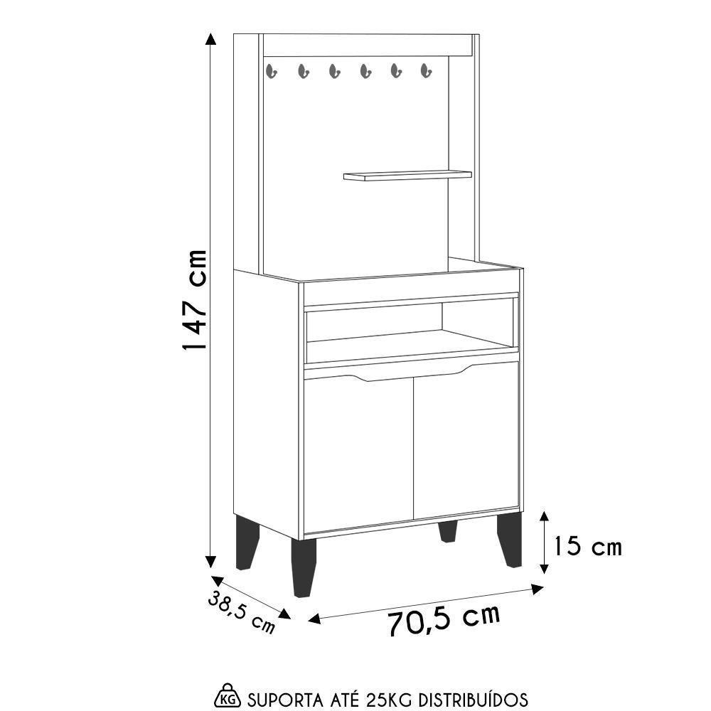 Armário Multiuso Cantinho Do Café 71cm Flow Preto-freijó - Ej Móveis - 5