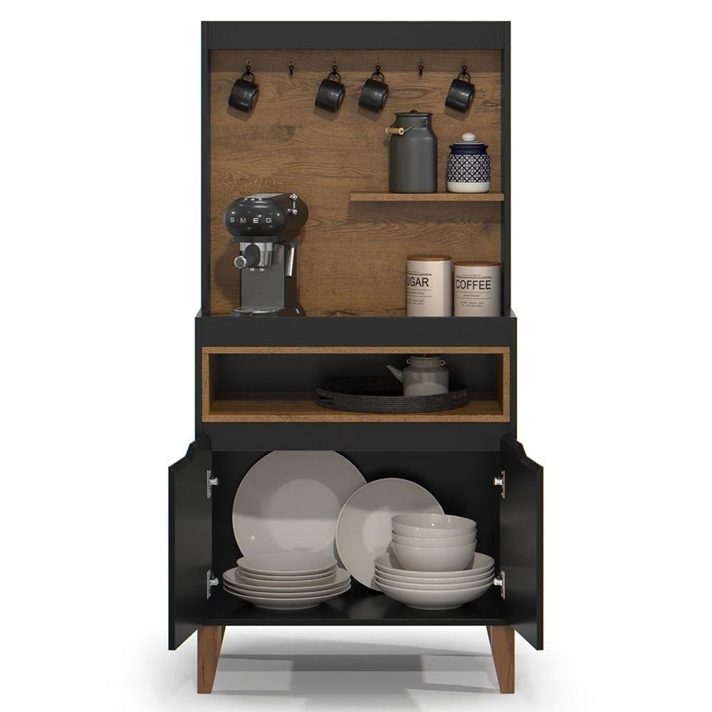 Armário Multiuso Cantinho Do Café 71cm Flow Preto-freijó - Ej Móveis - 6