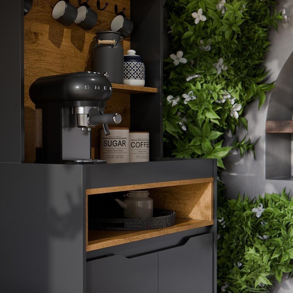 Armário Multiuso Cantinho Do Café 71cm Flow Preto-freijó - Ej Móveis - 7