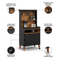 Armário Multiuso Cantinho Do Café 71cm Flow Preto-freijó - Ej Móveis