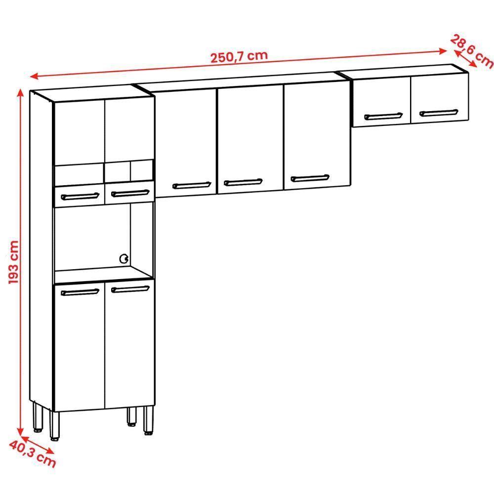 Armário De Cozinha Versalhes Com 9 Portas Freijó Gris - 4
