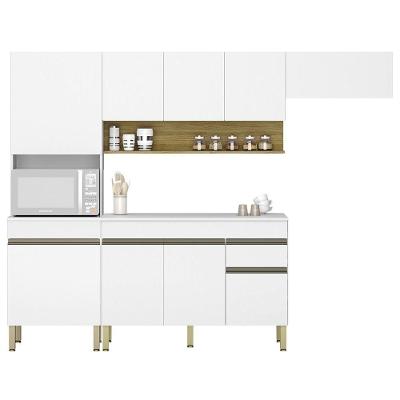 Armário De Cozinha 4 Peças Balcão Com Tampo 150cm Lina17 K02 Supremo-freijó - Mpozenato