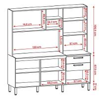Armário De Cozinha Mega Com Tampo 7 Portas E 2 Gavetas Nogueira Off White - 3