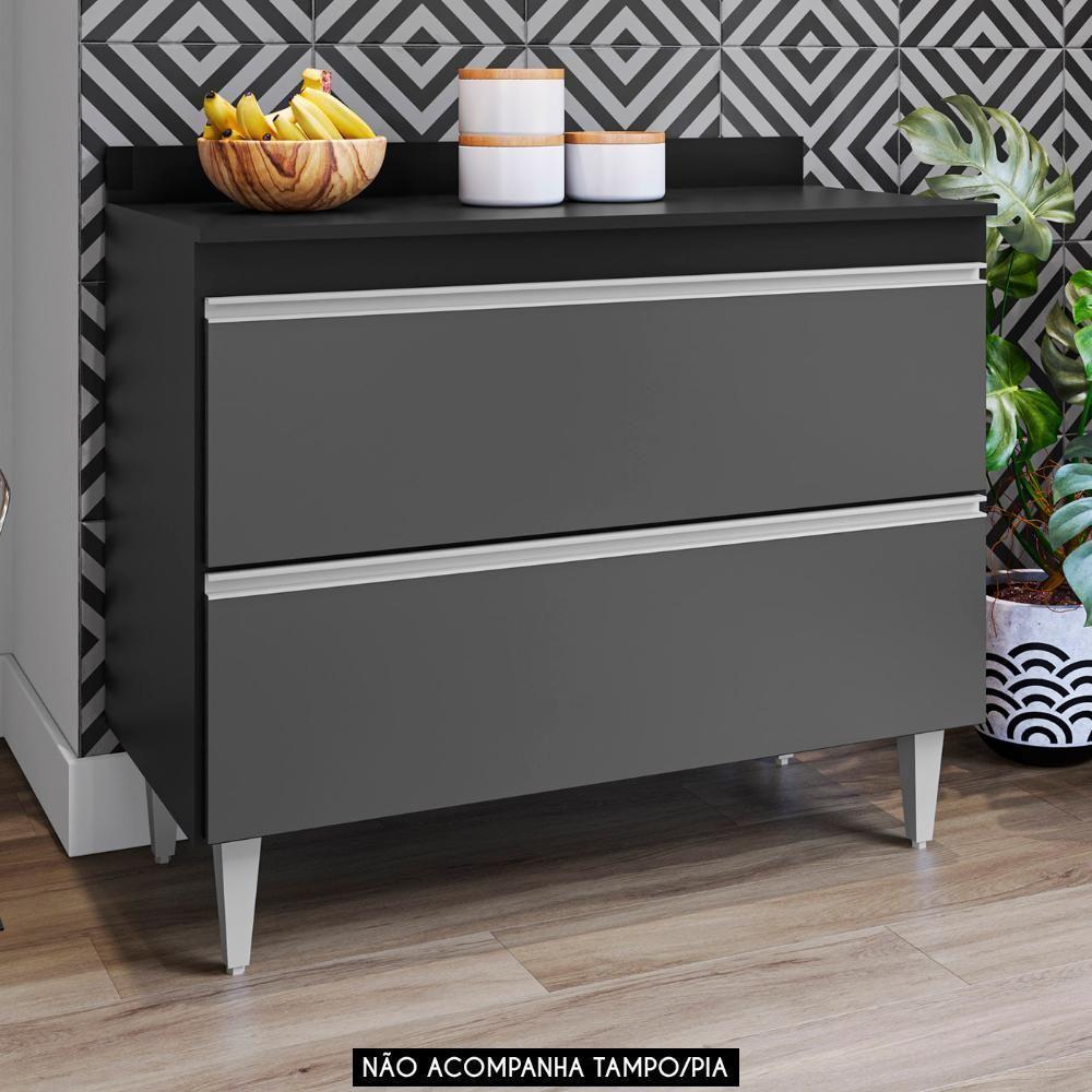 Balcão De Cozinha 100cm Sem Tampo Julia Z34 Preto-grafite - Mpozenato - 2