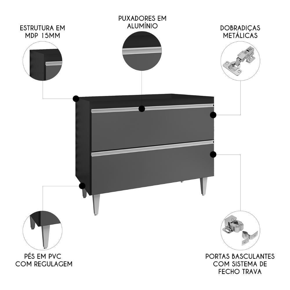 Balcão De Cozinha 100cm Sem Tampo Julia Z34 Preto-grafite - Mpozenato - 3