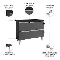 Balcão De Cozinha 100cm Sem Tampo Julia Z34 Preto-grafite - Mpozenato - 3