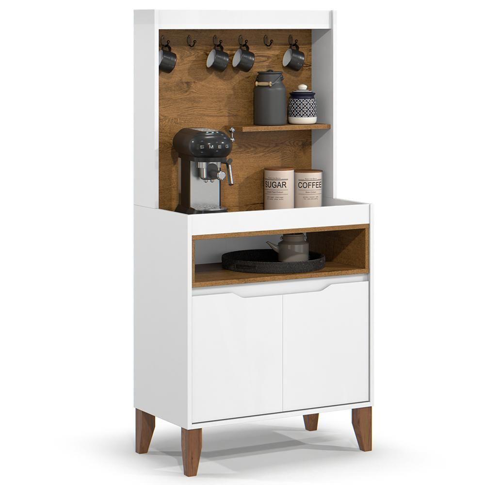 Armário Multiuso Cantinho Do Café 71cm Flow Branco-freijó - Ej Móveis - 1