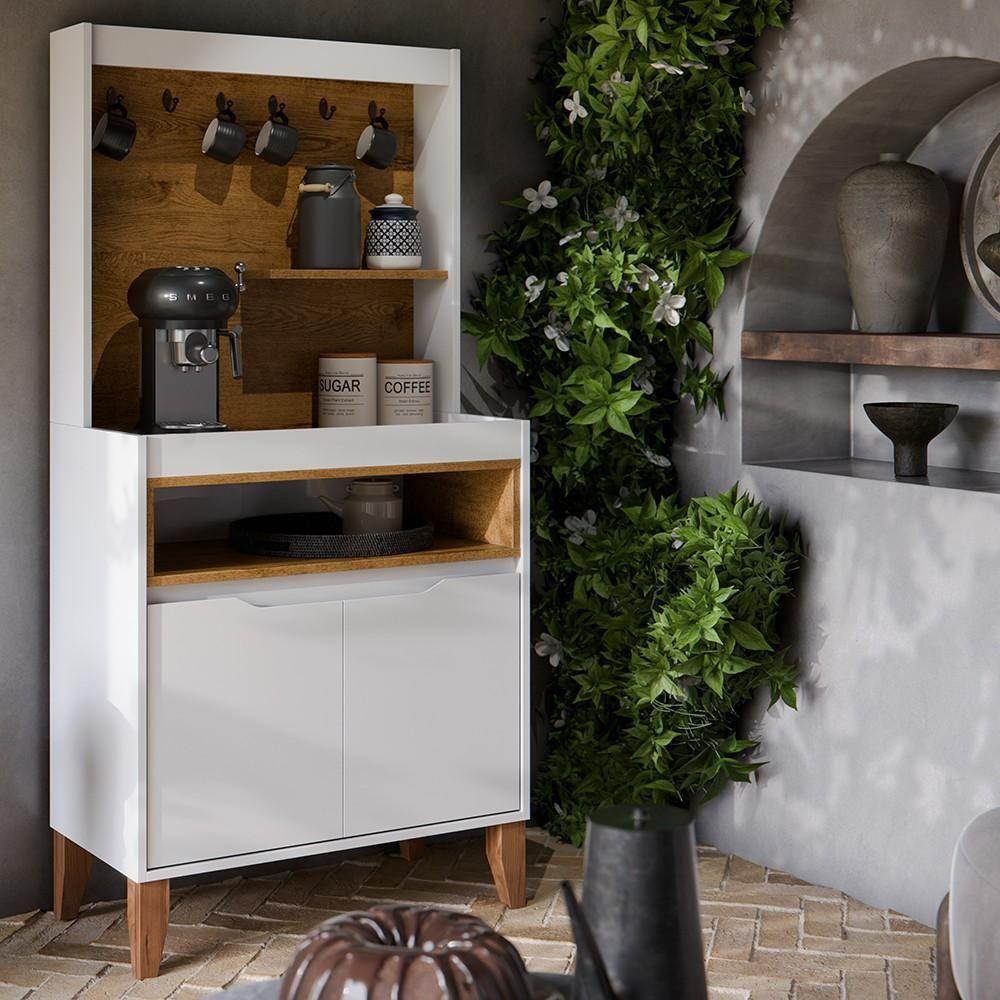 Armário Multiuso Cantinho Do Café 71cm Flow Branco-freijó - Ej Móveis - 2