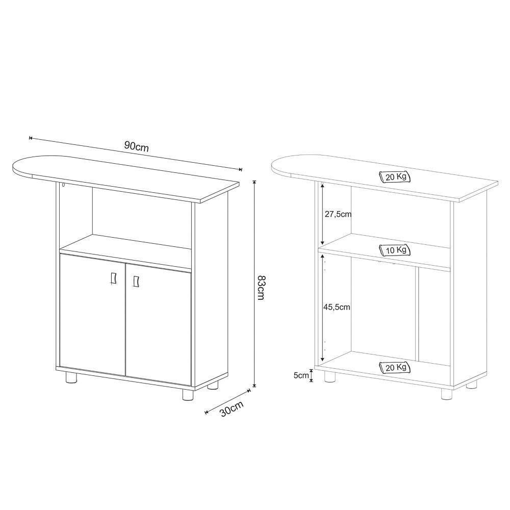 Balcão Com Tábua De Passar 2 Portas Tp3050 Branco - Tecno Mobili - 5