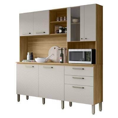 Armário De Cozinha Mega Com Tampo 7 Portas E 2 Gavetas Freijó Soft