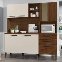 Armário De Cozinha Mega Com Tampo 7 Portas E 2 Gavetas Nogueira Off White Ripado - 3