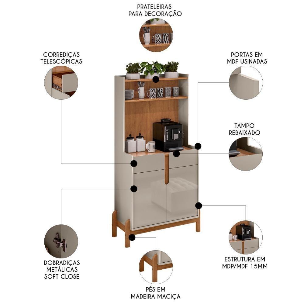Armário Multiuso Cantinho Do Café Nay C14 Off White-cedro - Mpozenato - 3