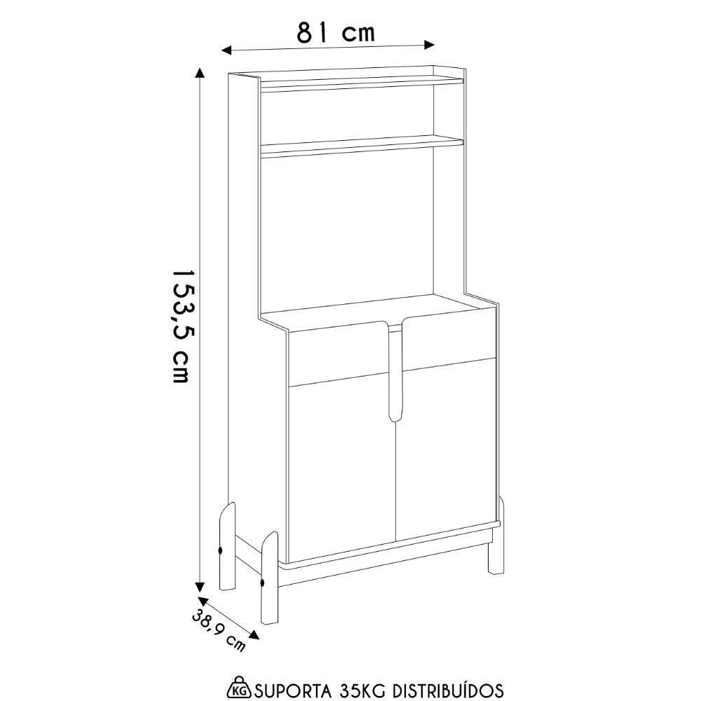 Armário Multiuso Cantinho Do Café Nay C14 Off White-cedro - Mpozenato - 4