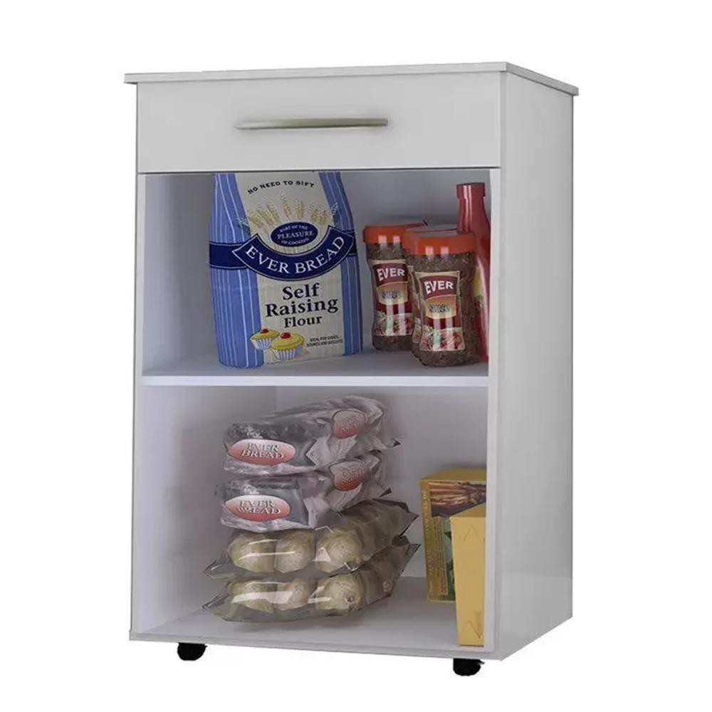 Balcão Multiuso 62cm 2 Portas 1 Gaveta Flex Juliana Branco-preto - Ajl Móveis - 5