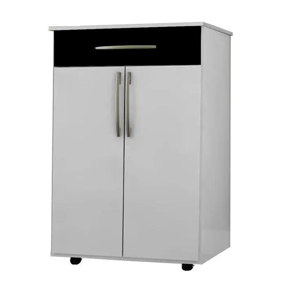 Balcão Multiuso 62cm 2 Portas 1 Gaveta Flex Juliana Branco-preto - Ajl Móveis - 6