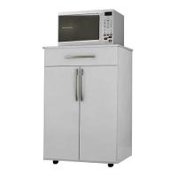 Balcão Multiuso 62cm 2 Portas 1 Gaveta Flex Juliana Branco-preto - Ajl Móveis - 1