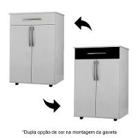 Balcão Multiuso 62cm 2 Portas 1 Gaveta Flex Juliana Branco-preto - Ajl Móveis - 3