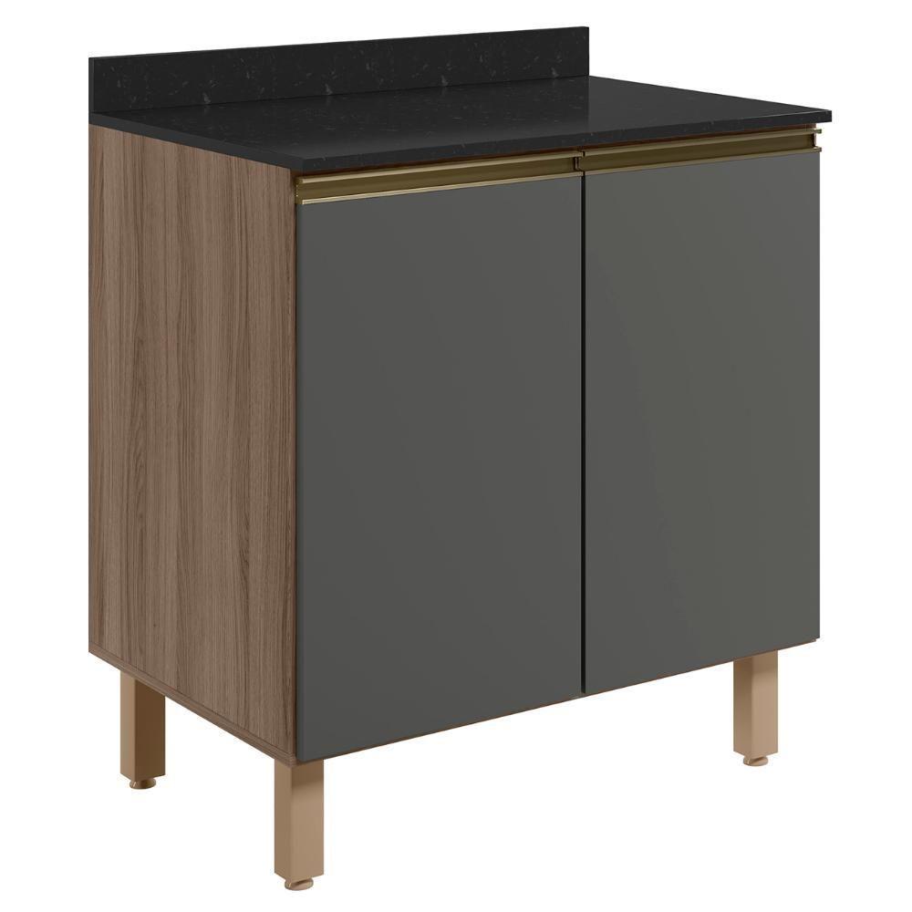 Balcão Para Cooktop Com Tampo 80cm Maly N03 Carvalho-grafite - Mpozenato - 1