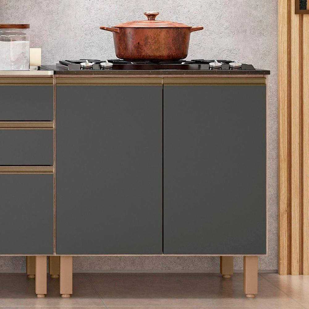 Balcão Para Cooktop Com Tampo 80cm Maly N03 Carvalho-grafite - Mpozenato - 2