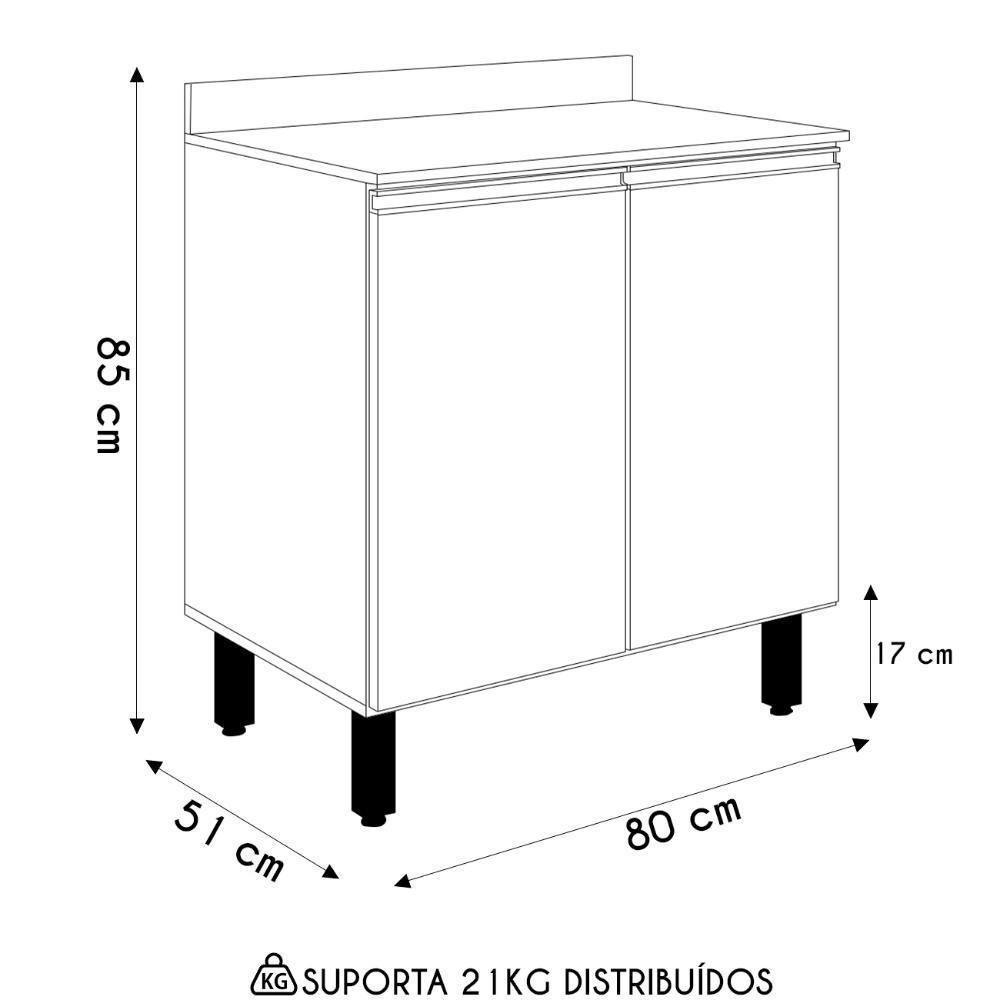 Balcão Para Cooktop Com Tampo 80cm Maly N03 Carvalho-grafite - Mpozenato - 4