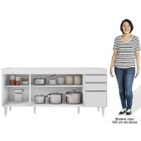 Balcão Gabinete Para Pia 180cm Sem Tampo Dallas Branco - Lumil - 5