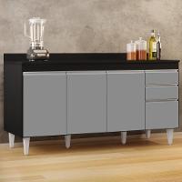 Balcão Gabinete Para Pia Com Tampo 160cm Arkansas Preto-cinza - Lumil - 2