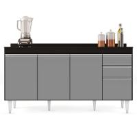 Balcão Gabinete Para Pia Com Tampo 160cm Arkansas Preto-cinza - Lumil - 7