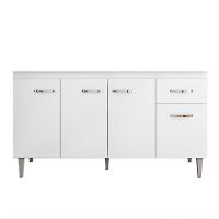 Balcão Gabinete Para Pia Sem Tampo 150cm 4 Portas E 1 Gaveta Flex Gabriela Branco-preto - Ajl Móveis - 1