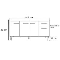 Balcão Gabinete Para Pia Sem Tampo 150cm 4 Portas E 1 Gaveta Flex Gabriela Branco-preto - Ajl Móveis