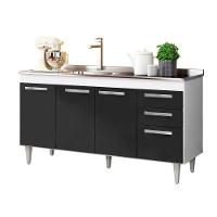 Balcão Gabinete Com Pia Inox 150cm Lisboa - Lumil Móveis Branco-castanho - 7