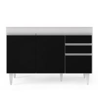 Balcão Gabinete 120cm 3 Portas 2 Gavetas Michigan Branco-preto - Lumil - 5