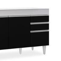 Balcão Gabinete 120cm 3 Portas 2 Gavetas Michigan Branco-preto - Lumil - 6